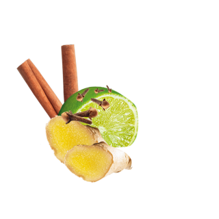 Limette, zimtstangen, Nelken und Ingwerscheiben